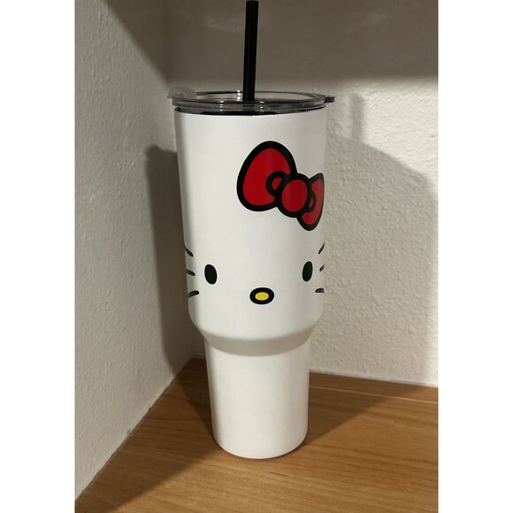 Sanrio Other - Hello Kitty White Stainless Steel Travel Tumbler - with Red Ribbon 40oz NWT